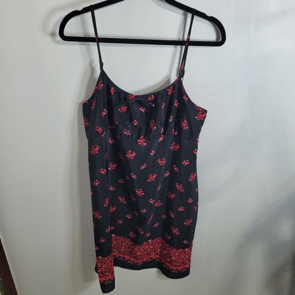 Fashion Bug Black And Red Floral Spaghetti Strap Dress, Size 12